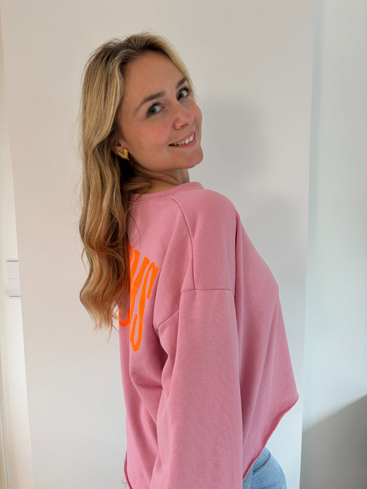 Altrosafarbener Cool Moms Club Pullover mit lockerem Oversize-Schnitt, Seitenansicht