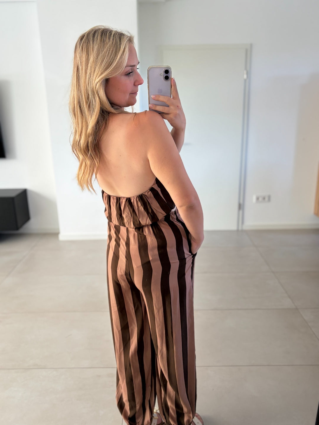 Mocha Stripes Zweiteiler – Rückansicht